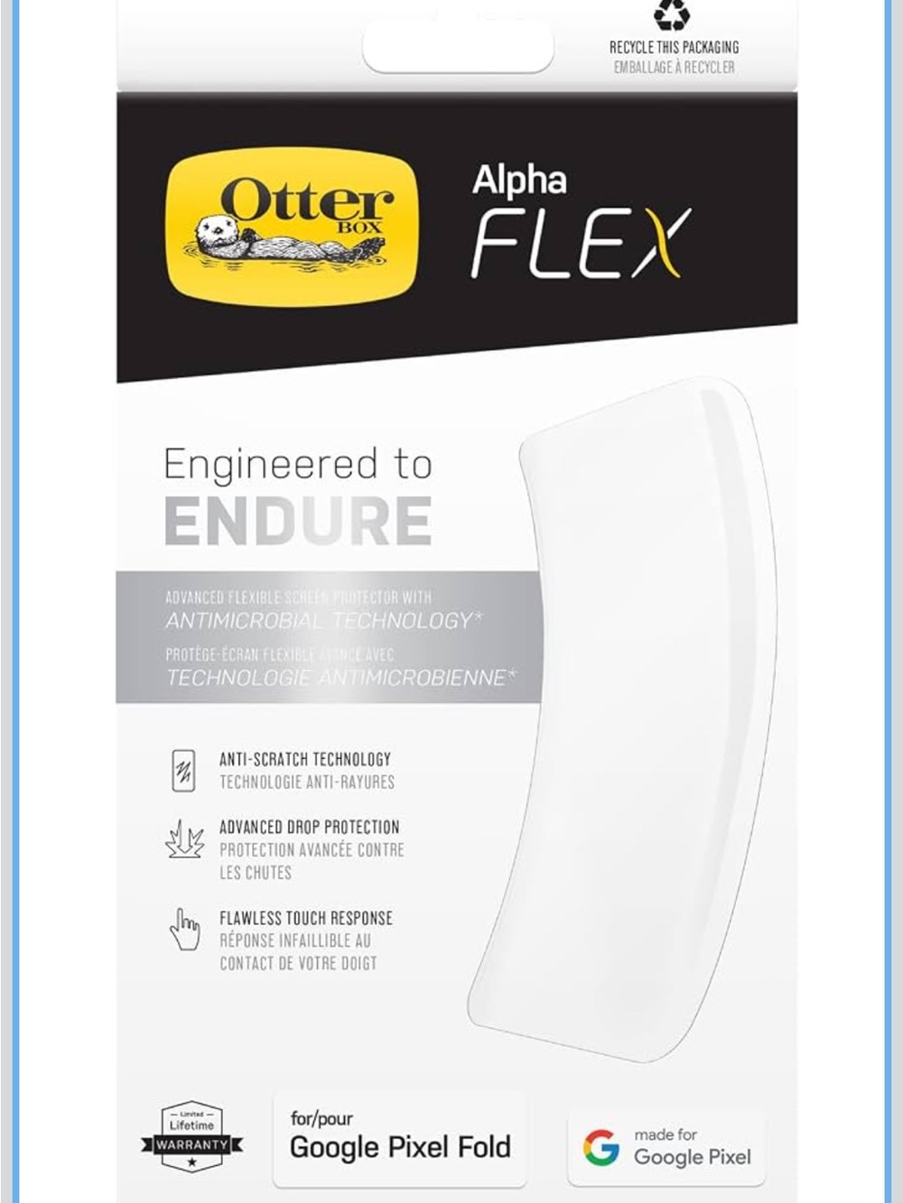 OtterBox Alpha Flex Antimicrobial Screen Protector for Google Pixel Fold